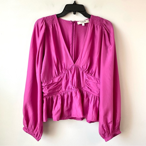 Sea New York Fabiola Silk Peplum‎ Blouse Pink 10 - Picture 2 of 8